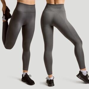 Tommie Copper Gray Compression Leggings WOMENS LARGE Knee Hip Support Seamless